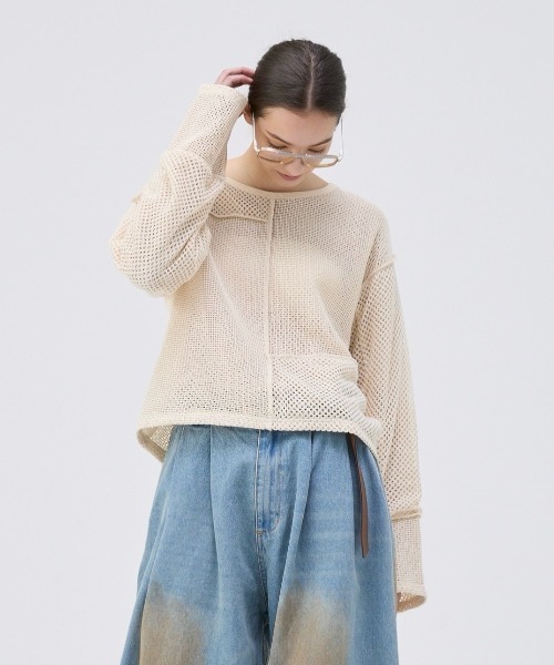 soerte メッシュ切り替えロングスリーブT soerte tシャツ MESH PANEL LONG SLEEVE TEE / メッシュ切り替え