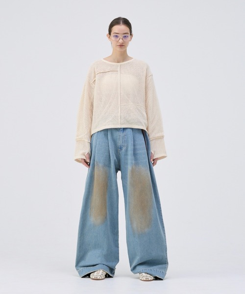 soerte メッシュ切り替えロングスリーブT サイズ3 グレー soerte tシャツ MESH PANEL LONG SLEEVE TEE / メッシュ切り替え
