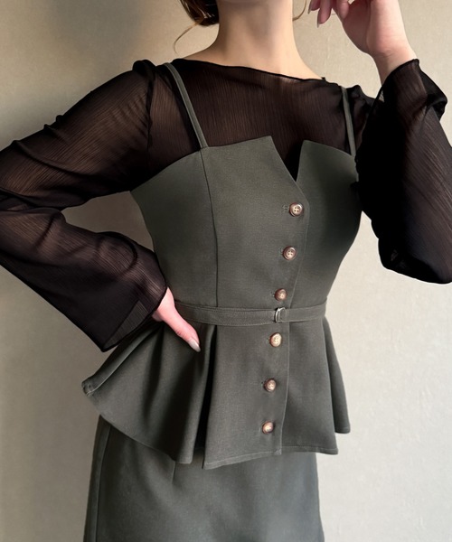 セール】ペプラムビスチェ+タイトスカートset（セットアップ）｜JUNOAH