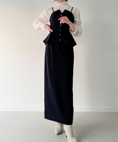 junoah(ジュノア)の「ペプラムビスチェ+タイトスカートset(セットアップ・レディース・ネイビー/ブラック/チャコール・X-LARGE/MEDIUM/LARGE)」の7枚目の写真