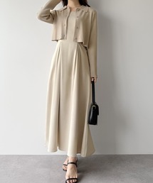 mipiarl（ミピアール）の「ショートポロカーディガン＋ノースリーブフレアワンピースset（ワンピース）」