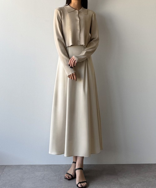 ノースリーブフレアワンピース ベージュ S B.C STOCK（ベーセーストック）の「ノースリーブフレア