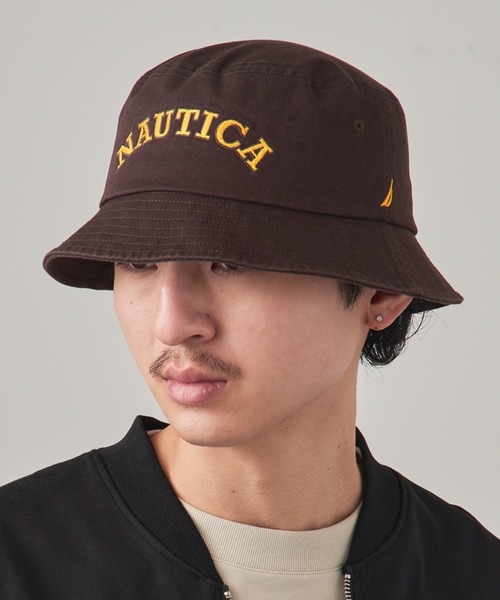 NAUTICA（ノーティカ）の「【NAUTICA】カレッジロゴ バケットハット NT062（ハット・メンズ・ブラウン/グリーン/ブラック・FREE）」の2枚目の写真