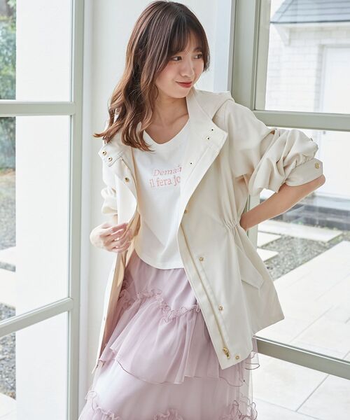 MAJESTIC LEGON（マジェスティックレゴン）の「チュールギャザーティアードスカート（スカート・レディース・ブラック/グレー/アイボリー/チャコールグレー/ピンクベージュ/ホワイト系その他/ブラック系その他・MEDIUM/SMALL/X-SMALL）」の10枚目の写真