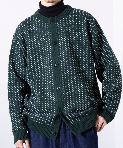 【セール】【GLOSTER/グロスター】バーズアイ柄 クルーネック ニットカーディガン（カーディガン/ボレロ）｜GLOSTER（グロスター）