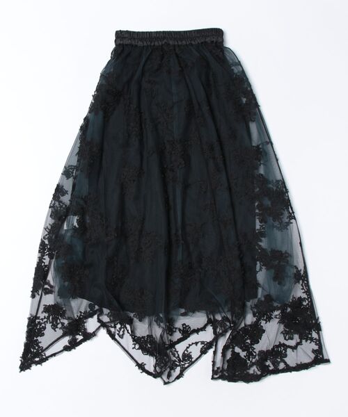 PAGEBOY(ページボーイ)の「チュールフラワースカート(スカート・レディース・チャコールグレー/ブラック/アイボリー・FREE)」の4枚目の写真