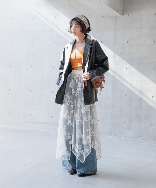 PAGEBOY(ページボーイ)の「チュールフラワースカート(スカート・レディース・チャコールグレー/ブラック/アイボリー・FREE)」の5枚目の写真