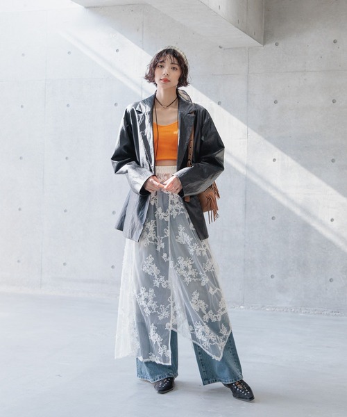 PAGEBOY(ページボーイ)の「チュールフラワースカート(スカート・レディース・チャコールグレー/ブラック/アイボリー・FREE)」の6枚目の写真