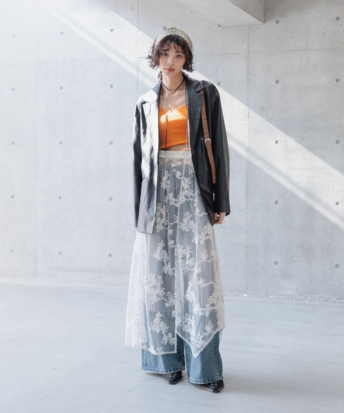 PAGEBOY(ページボーイ)の「チュールフラワースカート(スカート・レディース・チャコールグレー/ブラック/アイボリー・FREE)」の7枚目の写真