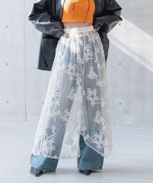 PAGEBOY(ページボーイ)の「チュールフラワースカート(スカート・レディース・チャコールグレー/ブラック/アイボリー・FREE)」の9枚目の写真