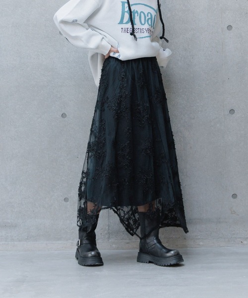 PAGEBOY(ページボーイ)の「チュールフラワースカート(スカート・レディース・チャコールグレー/ブラック/アイボリー・FREE)」の13枚目の写真