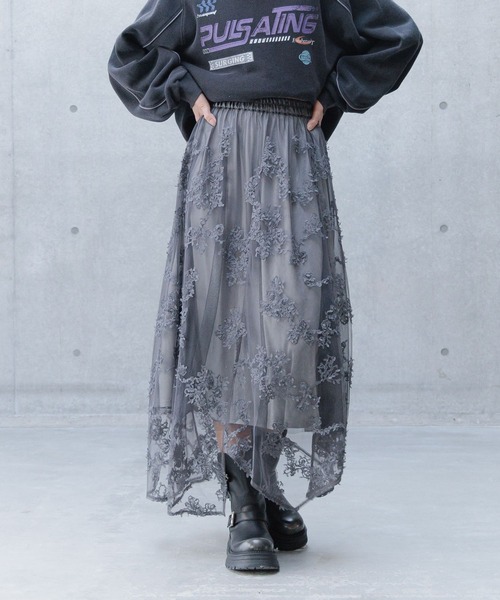 PAGEBOY(ページボーイ)の「チュールフラワースカート(スカート・レディース・チャコールグレー/ブラック/アイボリー・FREE)」の19枚目の写真