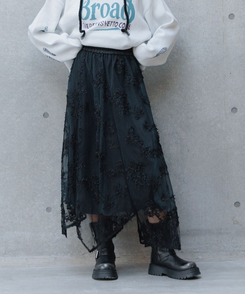 PAGEBOY(ページボーイ)の「チュールフラワースカート(スカート・レディース・チャコールグレー/ブラック/アイボリー・FREE)」の14枚目の写真