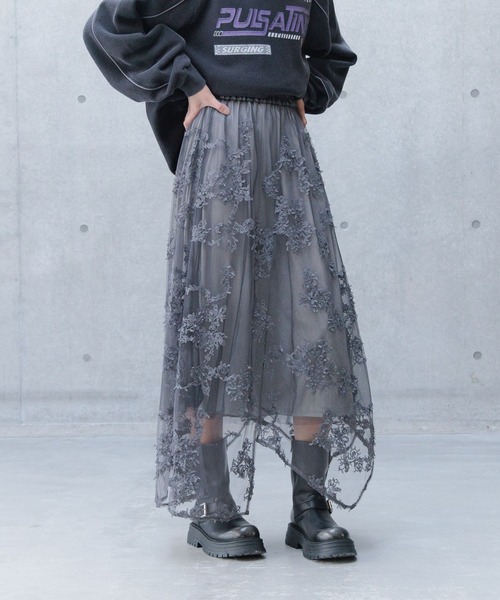 PAGEBOY(ページボーイ)の「チュールフラワースカート(スカート・レディース・チャコールグレー/ブラック/アイボリー・FREE)」の18枚目の写真