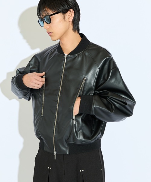 セール】【Neucon/ニューコン】シンセティックレザーZIPデザイン