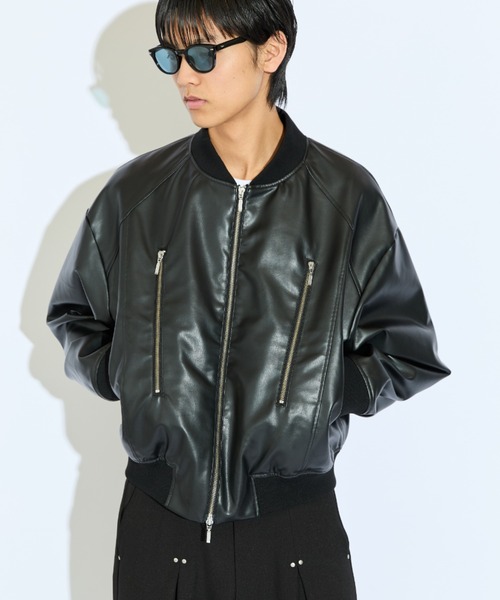 セール】【Neucon/ニューコン】シンセティックレザーZIPデザイン