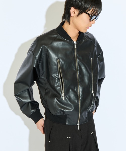 セール】【Neucon/ニューコン】シンセティックレザーZIPデザイン