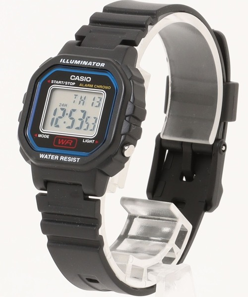 CASIO(カシオ)の「カシオ CASIO/ ミニスクエア デジタル腕時計 軽量 樹脂バンド LEDライト ユニセックス /// LAシリーズ(デジタル腕時計・メンズ・ブラック×イエロー/ブラック/ブラック×ブラック/ブラック×ブルー/ブルー/ブラック×パープル/ブラック×ピンク/ピンク・FREE)」の5枚目の写真