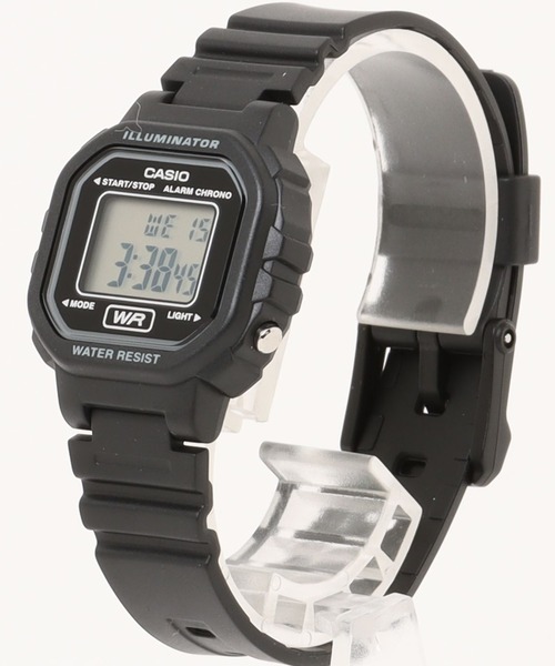 CASIO(カシオ)の「カシオ CASIO/ ミニスクエア デジタル腕時計 軽量 樹脂バンド LEDライト ユニセックス /// LAシリーズ(デジタル腕時計・メンズ・ブラック×イエロー/ブラック/ブラック×ブラック/ブラック×ブルー/ブルー/ブラック×パープル/ブラック×ピンク/ピンク・FREE)」の2枚目の写真