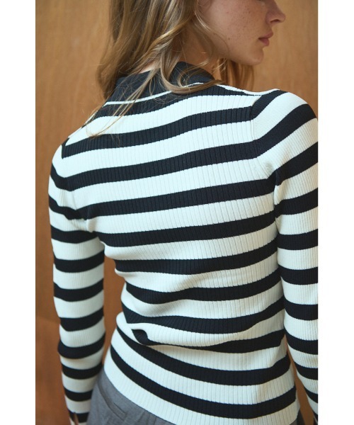 Estella.K(エステラケー)の「Ayla Cardigan カットアウトトリムリブニットプルオーバー(ニット/セーター・レディース・ブラック/ホワイト×ブラック/ホワイト・FREE)」の22枚目の写真