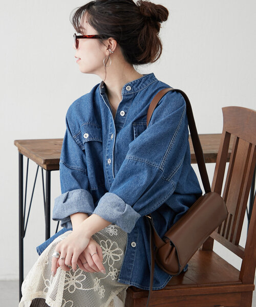 Another Branch olive des olive(アナザーブランチオリーブデオリーブ)の「【再販決定!】【@_misato___セレクト】ロゴ刺繍デニムシャツ(シャツ/ブラウス・レディース・ブラック/その他/ブルー/ネイビー・FREE)」の5枚目の写真