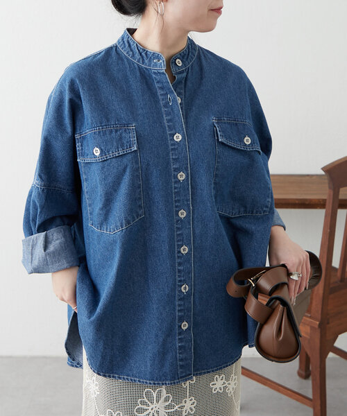 Another Branch olive des olive(アナザーブランチオリーブデオリーブ)の「【再販決定!】【@_misato___セレクト】ロゴ刺繍デニムシャツ(シャツ/ブラウス・レディース・ブラック/その他/ブルー/ネイビー・FREE)」の8枚目の写真