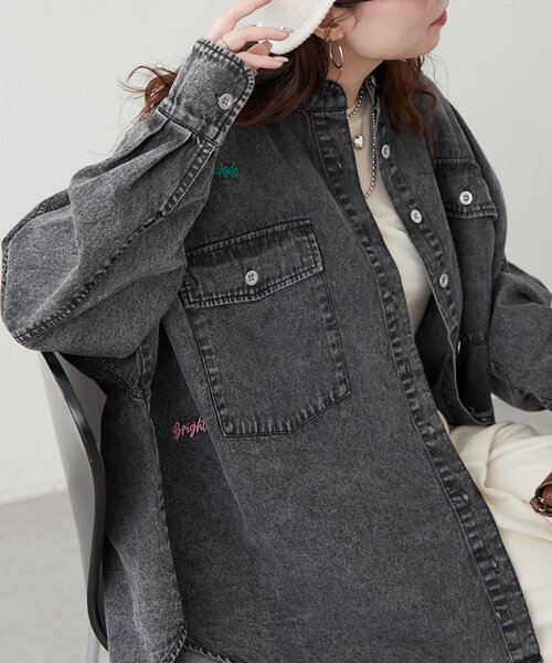 Another Branch olive des olive(アナザーブランチオリーブデオリーブ)の「【再販決定!】【@_misato___セレクト】ロゴ刺繍デニムシャツ(シャツ/ブラウス・レディース・ブラック/その他/ブルー/ネイビー・FREE)」の15枚目の写真