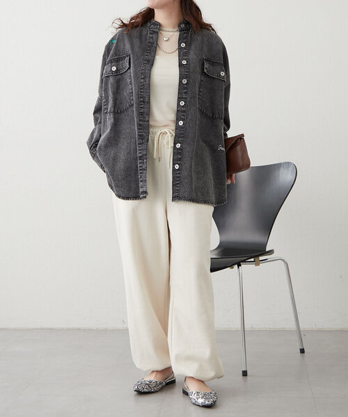 再販決定！】【@_misato___セレクト】ロゴ刺繍デニムシャツ（シャツ