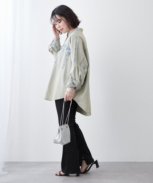 45rpm デニムシャツ　ジャケット　ロゴ刺繍 ステッチ刺繍がポイント△デニム ウエスタンシャツ▽S～2XL