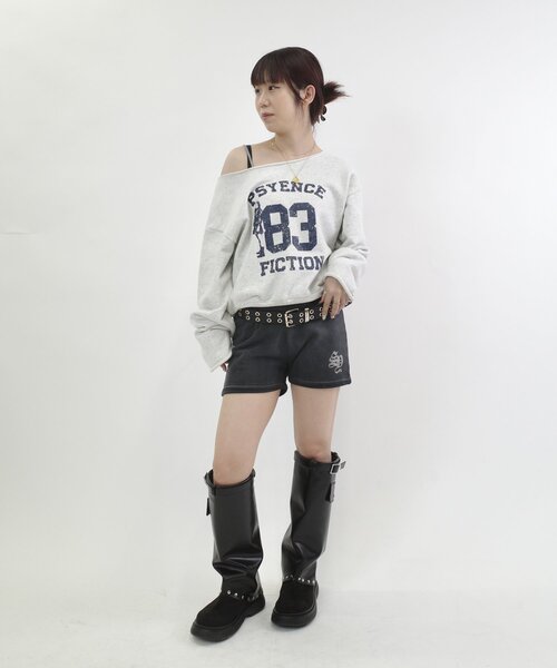 WHO'S WHO gallery（フーズフーギャラリー）の「【SLOPPY/スロッピー】ラインストーンスウェットショートパンツ（スウェットパンツ・レディース・アイボリー/チャコールグレー/サックスブルー・FREE）」の12枚目の写真