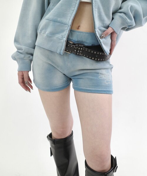 WHO'S WHO gallery（フーズフーギャラリー）の「【SLOPPY/スロッピー】ラインストーンスウェットショートパンツ（スウェットパンツ・レディース・アイボリー/チャコールグレー/サックスブルー・FREE）」の14枚目の写真