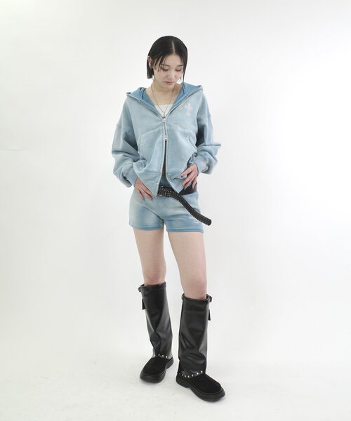 WHO'S WHO gallery（フーズフーギャラリー）の「【SLOPPY/スロッピー】ラインストーンスウェットショートパンツ（スウェットパンツ・レディース・アイボリー/チャコールグレー/サックスブルー・FREE）」の17枚目の写真