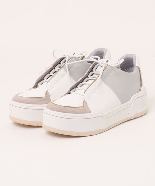 LANVIN en Bleu(ランバンオンブルー)の「厚底レースアップスニーカー(スニーカー・レディース・ホワイト×グレー/ホワイト/ベージュ/シルバー/ブラック・24.0cm/23.0cm/24.5cm/23.5cm/22.5cm)」の2枚目の写真