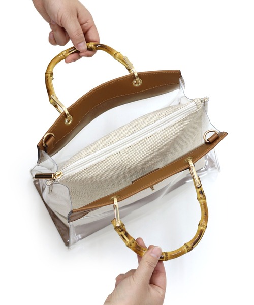MIAN （ミアン）の「2wayクリアハンドバッグ（ハンドバッグ・レディース・グレイッシュベージュ/ブラウン/ブラック/ライトブルー・FREE）」の20枚目の写真