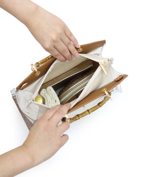 MIAN （ミアン）の「2wayクリアハンドバッグ（ハンドバッグ・レディース・グレイッシュベージュ/ブラウン/ブラック/ライトブルー・FREE）」の22枚目の写真