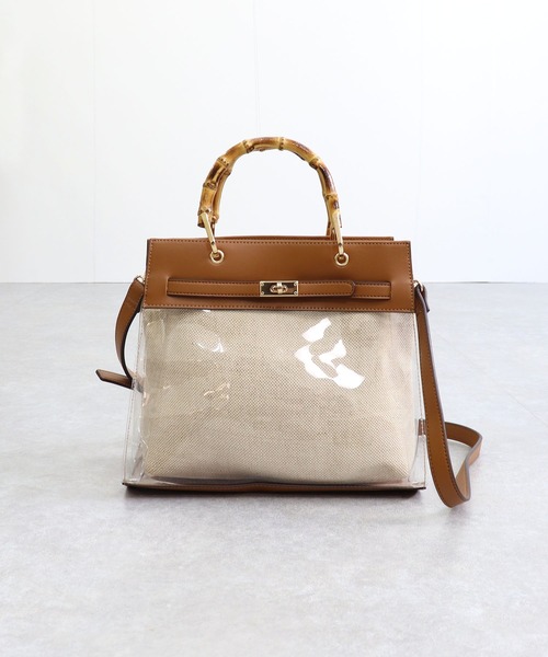 MIAN （ミアン）の「2wayクリアハンドバッグ（ハンドバッグ・レディース・グレイッシュベージュ/ブラウン/ブラック/ライトブルー・FREE）」の9枚目の写真