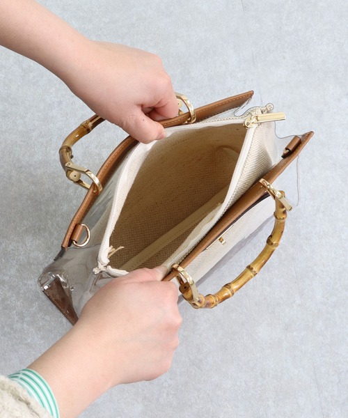 MIAN （ミアン）の「2wayクリアハンドバッグ（ハンドバッグ・レディース・グレイッシュベージュ/ブラウン/ブラック/ライトブルー・FREE）」の15枚目の写真