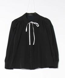 SWINGLE | ピンタックプリーツ配色ナローリボンブラウス(シャツ/ブラウス)