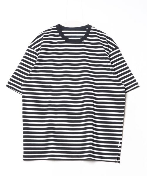 TIGORA(ティゴラ)の「ティゴラ TIGORA ヘビーウェイトコットンボーダーTシャツ(Tシャツ/カットソー・メンズ・ホワイト/ダークグリーン/ブラック×ホワイト/ホワイト×ネイビー・LL/S/M/L/3L)」の4枚目の写真