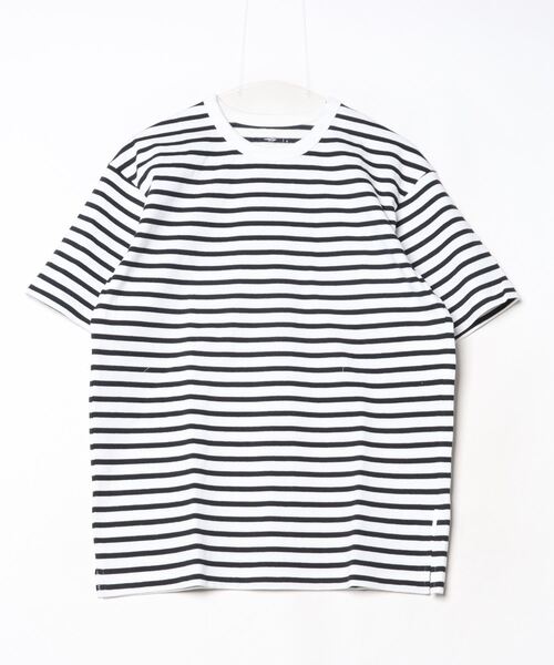 TIGORA(ティゴラ)の「ティゴラ TIGORA ヘビーウェイトコットンボーダーTシャツ(Tシャツ/カットソー・メンズ・ホワイト/ダークグリーン/ブラック×ホワイト/ホワイト×ネイビー・LL/S/M/L/3L)」の3枚目の写真