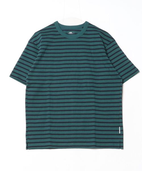 TIGORA(ティゴラ)の「ティゴラ TIGORA ヘビーウェイトコットンボーダーTシャツ(Tシャツ/カットソー・メンズ・ホワイト/ダークグリーン/ブラック×ホワイト/ホワイト×ネイビー・LL/S/M/L/3L)」の1枚目の写真