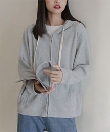 【URGE:】ワッフル ジップ アップ 長袖 パーカー