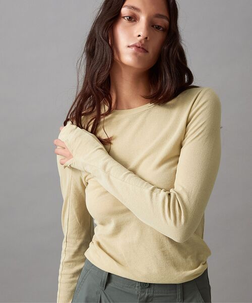 Calvin Klein(カルバン・クライン)の「シアー ロングスリーブ トップ(Tシャツ/カットソー・レディース・ベージュ・XS/S/M)」の1枚目の写真