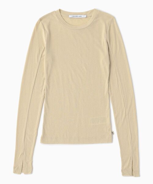 Calvin Klein(カルバン・クライン)の「シアー ロングスリーブ トップ(Tシャツ/カットソー・レディース・ベージュ・XS/S/M)」の7枚目の写真