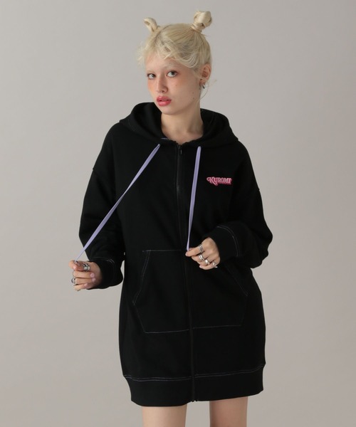 FOREVER 21（フォーエバー トゥエンティーワン）の「【クロミ】ビッグパーカー（パーカー・レディース・ブラック/ホワイト・FREE）」の7枚目の写真