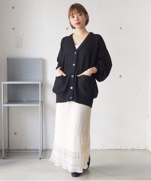 tiptop(ティップトップ)の「変わり編みVネックBIGカーディガン(カーディガン/ボレロ・レディース・ピンク/ブラック/オフホワイト/ブルー/ダークブルー/ボルドー・FREE)」の21枚目の写真