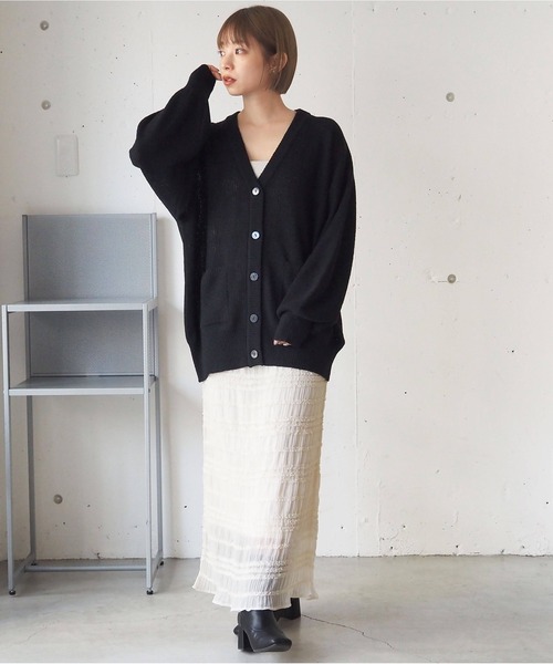 tiptop(ティップトップ)の「変わり編みVネックBIGカーディガン(カーディガン/ボレロ・レディース・ピンク/ブラック/オフホワイト/ブルー/ダークブルー/ボルドー・FREE)」の22枚目の写真