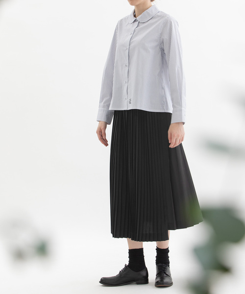 nop de nod（ノップドゥノッド）の「トロ切り替えプリーツスカート（スカート・レディース・ブラック/ダークグレー・M）」の3枚目の写真