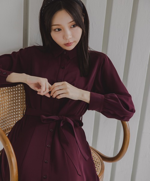 Petitjo(プッチージョ)の「小さいサイズ 2WAYシャツワンピース 低身長さん・小柄女性(ワンピース・レディース・ネイビー/ワイン・PM/PL/PSS/PS)」の7枚目の写真