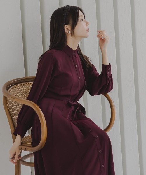 Petitjo(プッチージョ)の「小さいサイズ 2WAYシャツワンピース 低身長さん・小柄女性(ワンピース・レディース・ネイビー/ワイン・PM/PL/PSS/PS)」の3枚目の写真